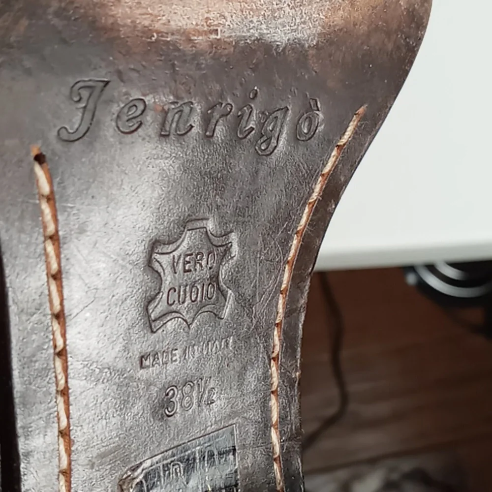Jenrigo Tall Leather Boots made in Italy - Cognac- size 38.5